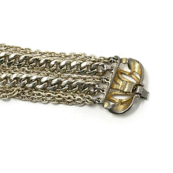 Vintage 50s Signed Mode Art Bracelet w Ornate Multi Gold Metal Chains - Hey Viv - Picture 3 of 5
